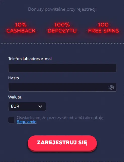 Rejestracja konta w kasynie online Vavada Casino